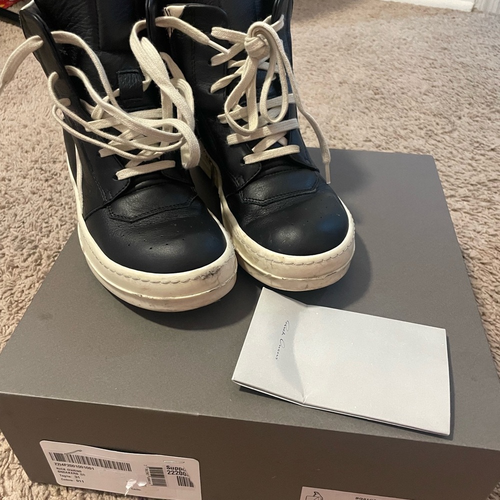 Rick Owens Black High-Top Sneakers